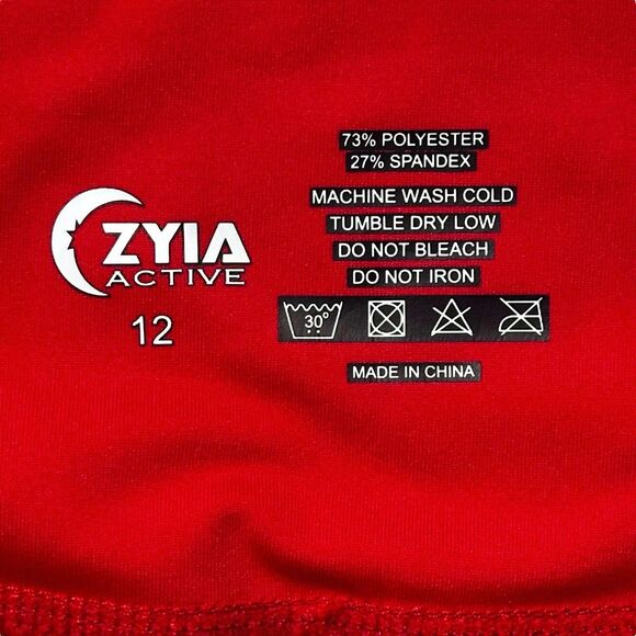 Zyia Active Red Logo Side Stripe Athletic Leggings Women’s Size 12 Stretch - Picture 5 of 9